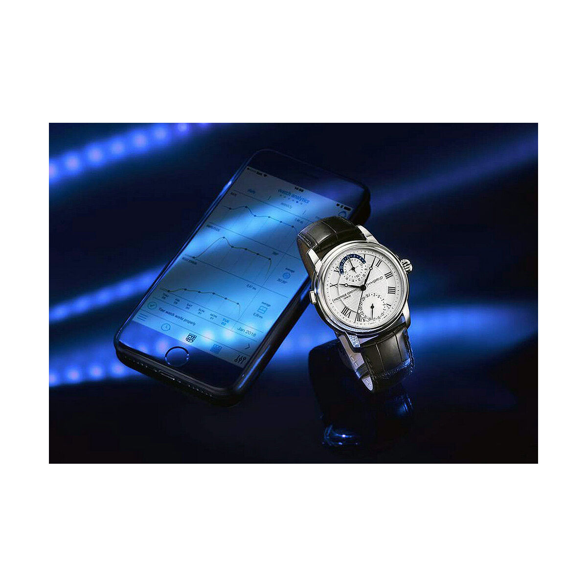 Herrklocka Frederique Constant HYBRID MANUFACTURE BLUETOOTH Svart